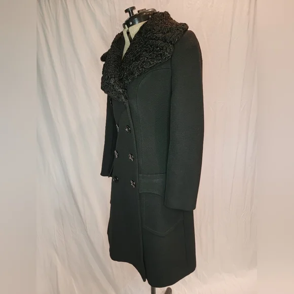 Vintage Union Made Penny Lane Princess Coat black wool and Astrakhan Collar - Picture 3 of 13